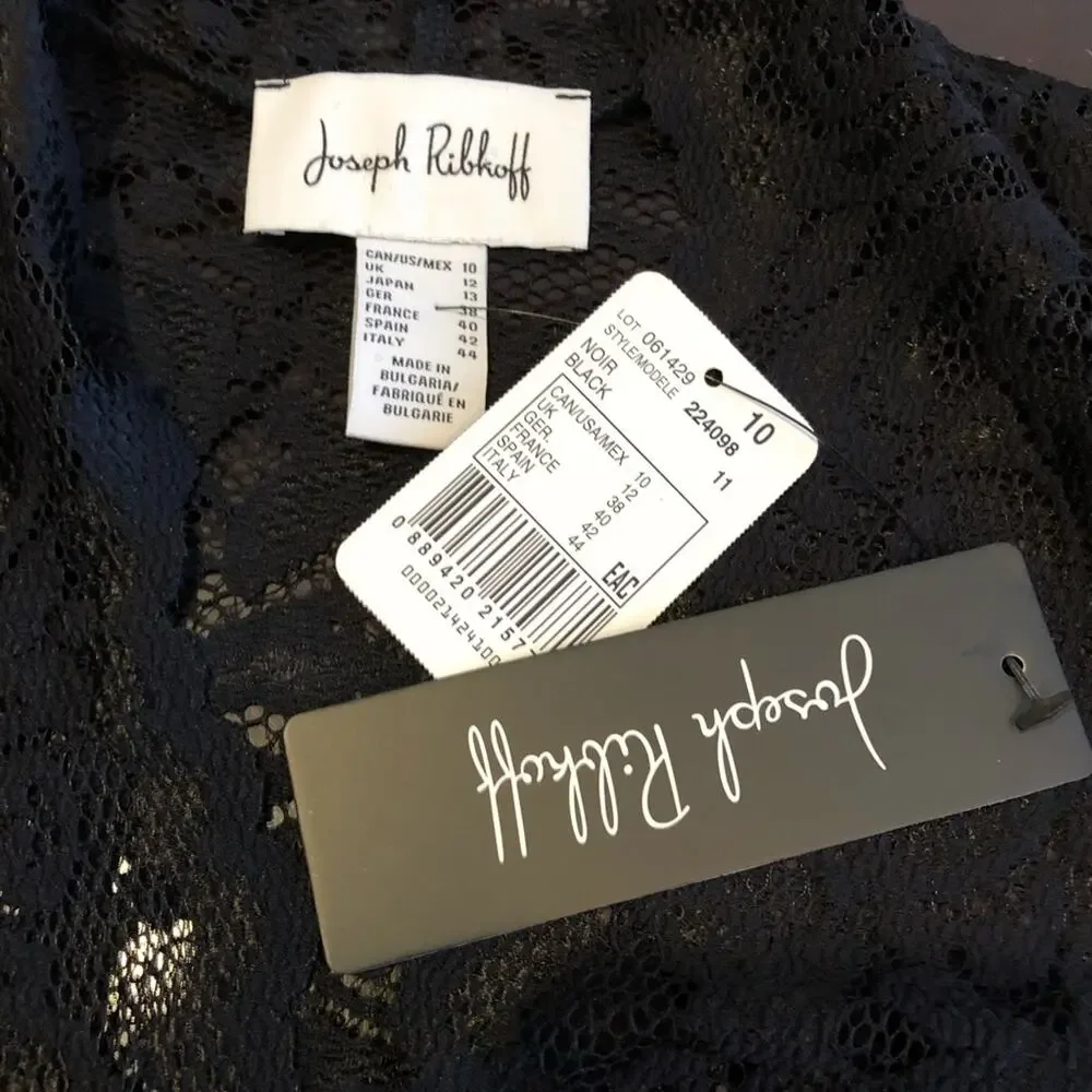 Joseph Ribkoff black lace overlay dress size 10 NWT classic elegant cocktail